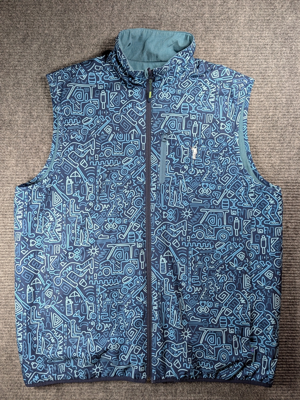 William Murray Golf Flop Shot Reversible Full-Zip Vest Navy Blue, Teal Mens 2XL